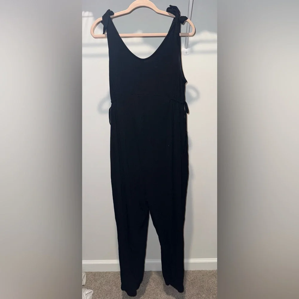 Isabel Maternity Black Sleeveless Bow Jumpsuit - Picture 1 of 1